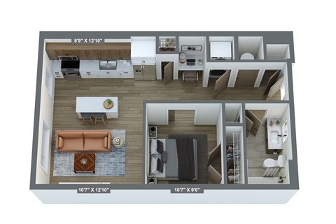 a 1 bedroom floor plan  apartments 460 sq ft